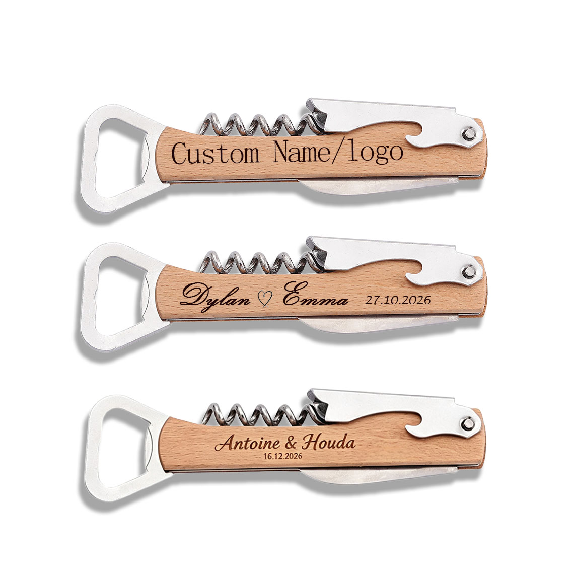 Wine With Beer Name - 20pcs Personalized Engraved Wood Bottle Opener,