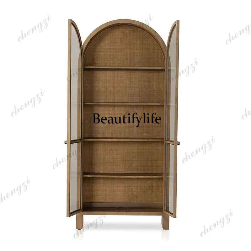 Wine & Beer Shop - A4567 American arched rattan bookcase French