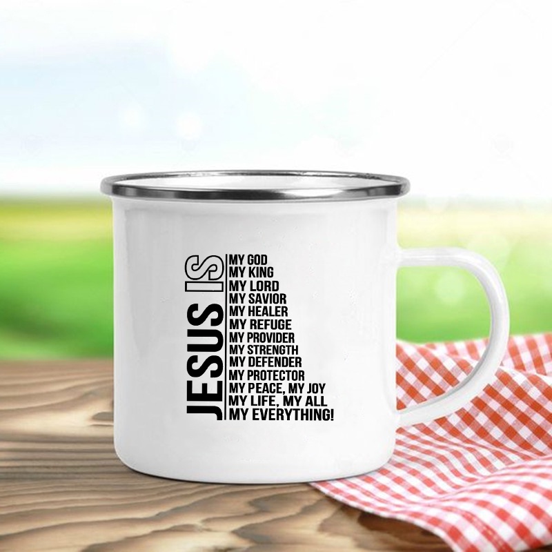 Jesus Is God Print Enamel Mugs - đánh giá và giá Wine Beer Best